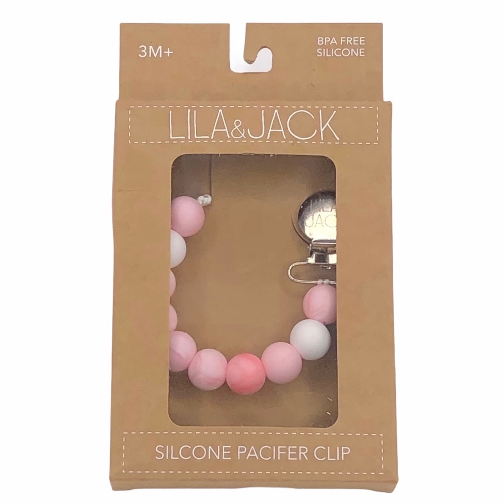 LILA & JACK‎ Pink Silicone Pacifier Clip | Baby Girl | NWT | Baby Gift | Newborn
